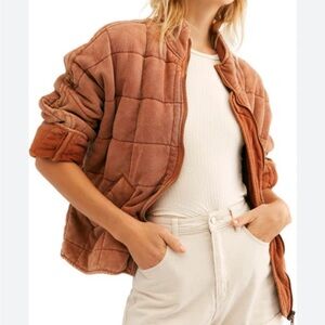 Free People Quilted Dolman Sleeve Jacket Terra Cotta XS - Perfect for Fall!